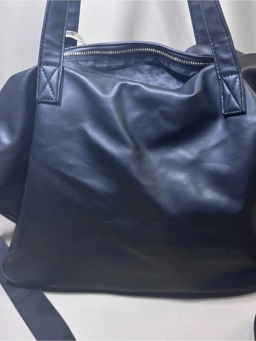 Black Leather Versace ParfumsTote with Silver Accents